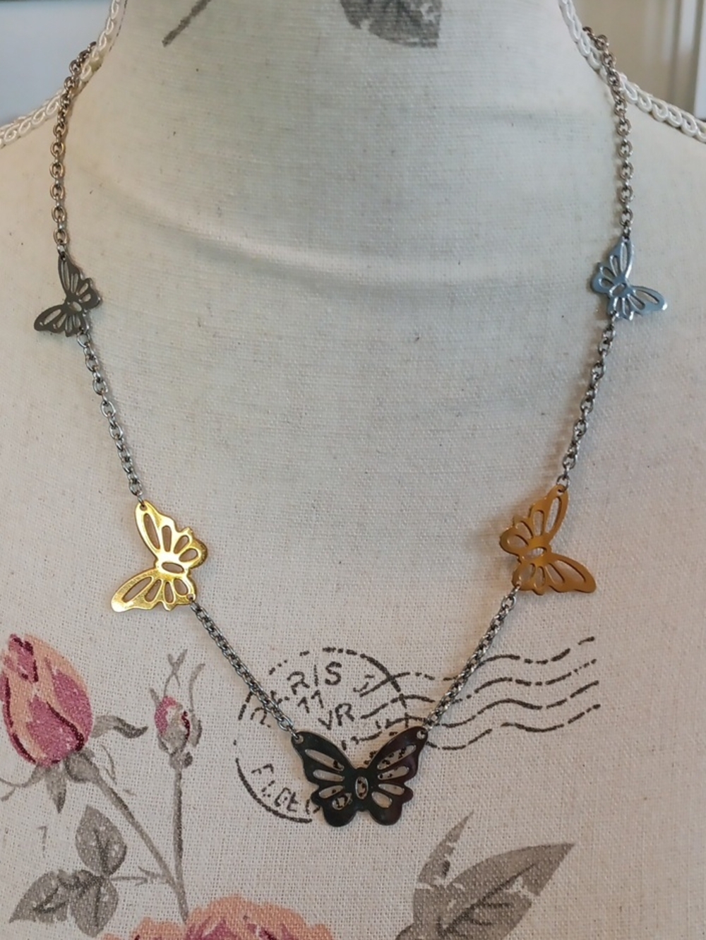 & Butterfly Two-Tone Gold & Silver Tone Necklace